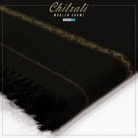 Black Chitrali Woolen Shawl - Faisalbad Fabrics