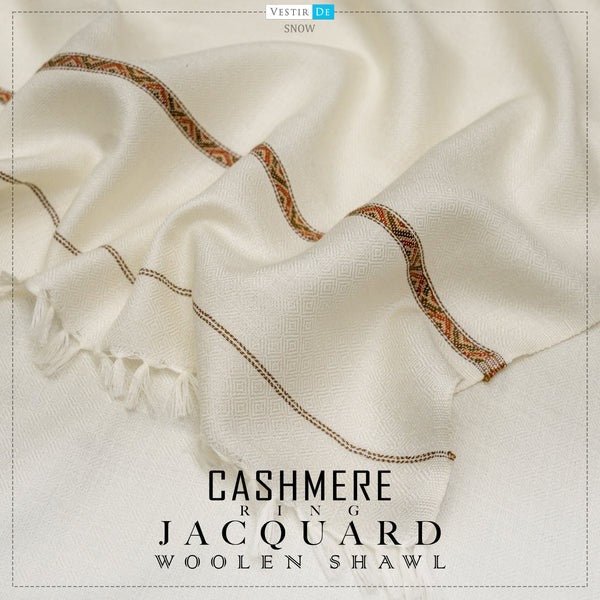 Cashmere Ring Jacquard Woolen Shawl - Faisalbad Fabrics