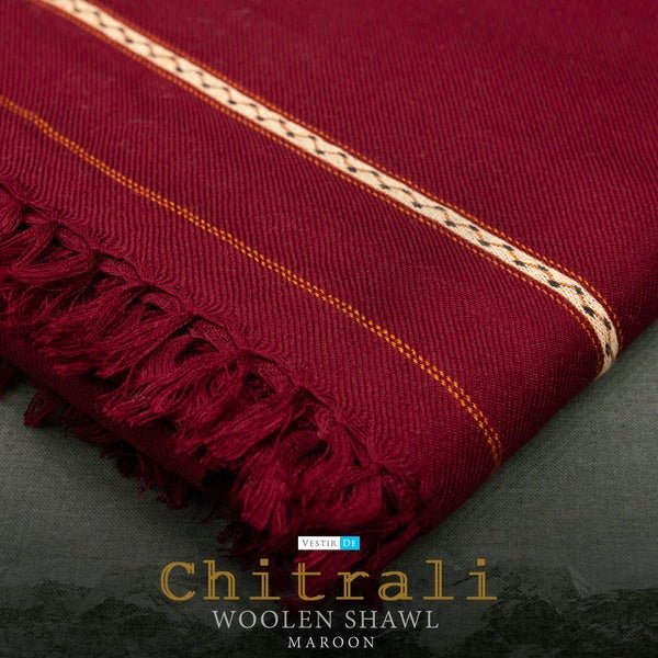 Maroon Chitrali Woolen Shawl - Faisalbad Fabrics