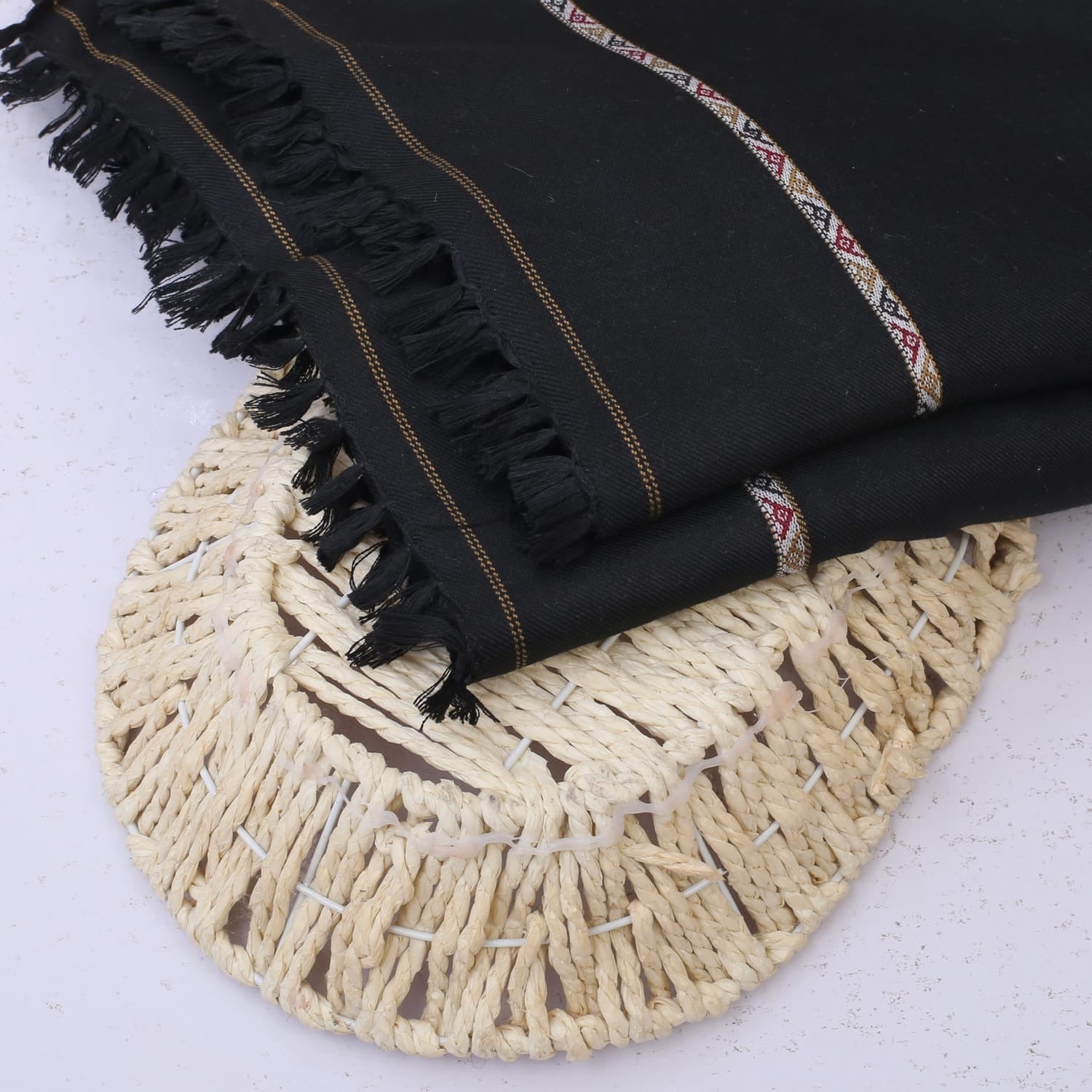 Swati Woolen Shawl Black - Faisalbad Fabrics