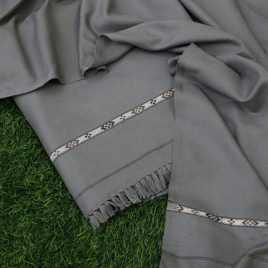 Swati Woolen Shawl Silver Grey - Faisalbad Fabrics